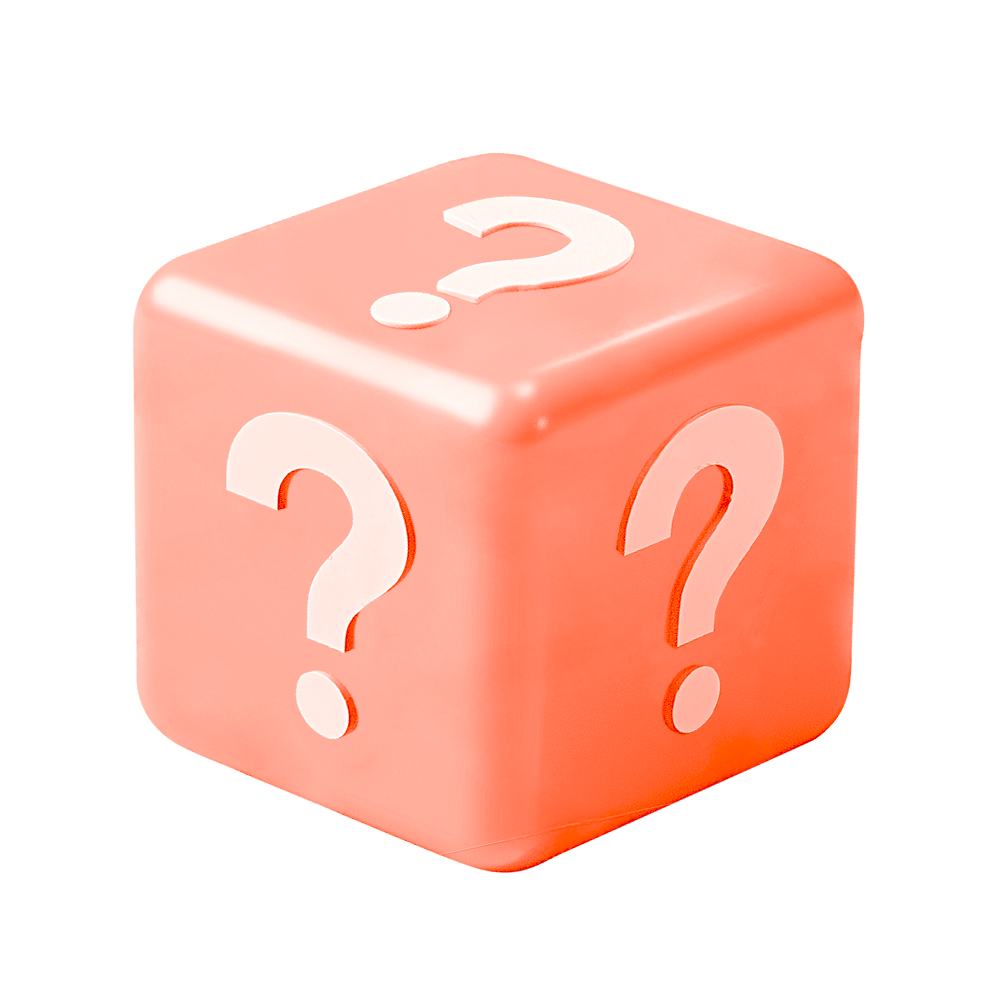 粉色骰子配白色问号图案